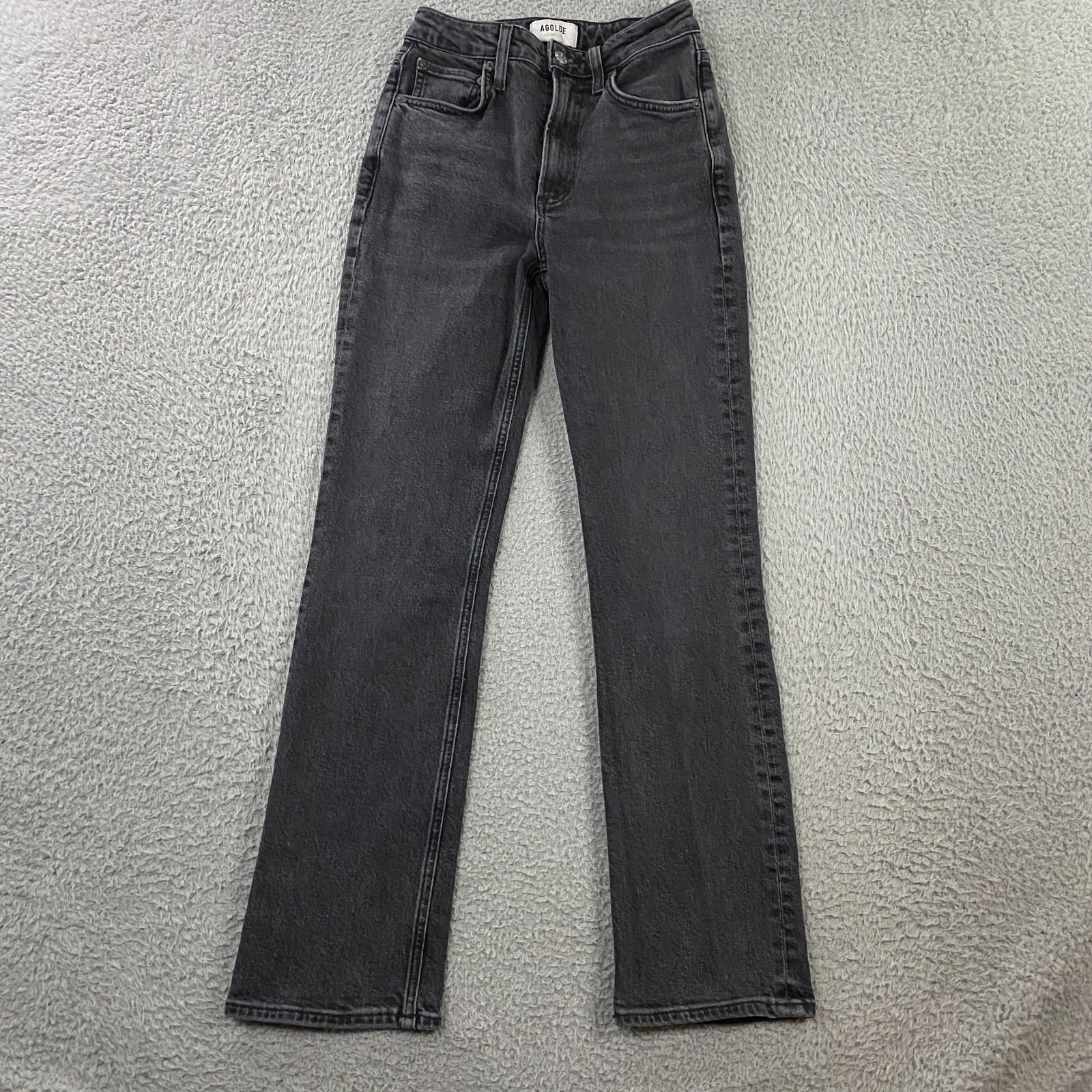 Agolde Vintage High Rise Bootcut Jeans 25x30 Stretch Black Denim